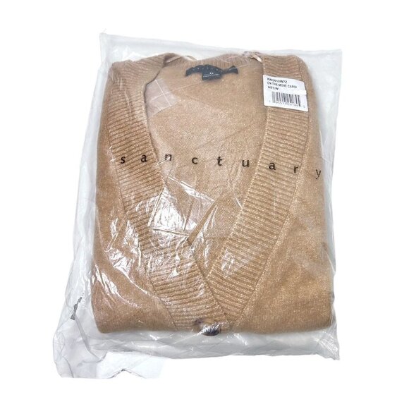 Sanctuary Womens Tan Button Front Pockets Knit Cardigan Sweater Plus Sz 1X New - Picture 5 of 8